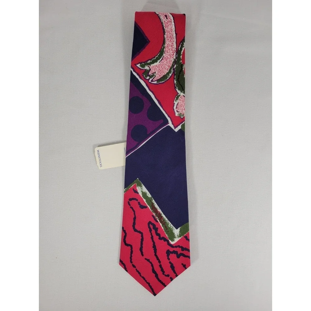 Vintage‎ Joe Boxer Neckwear Tie Colorful 100% Italian Cotton  Abstract pink